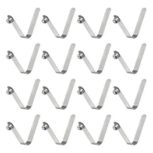 QUARKZMAN 16pz Clip a Molla Scatto Pagaia Kayak a Singolo Pulsante 7x7x49mm 65Mn Clip Palo Telescopica Bloccaggio Telescopico Forma V Acciaio a Molla per Attrezzatura Canoa Kayak Tenda