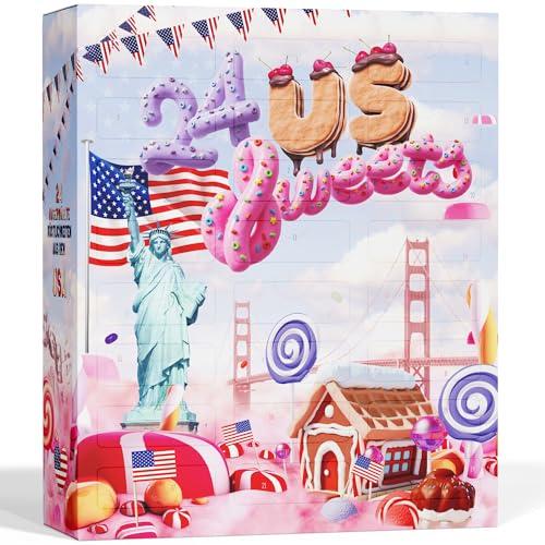 UMBRELLA® Calendario dell’Avvento USA 2025 con Dolci Americani [ORIGINAL US CANDY] – Calendario dell’Avvento 2025 per Bambini, Donne & Uomini – Calendario di Dolci USA – Caramelle Americane