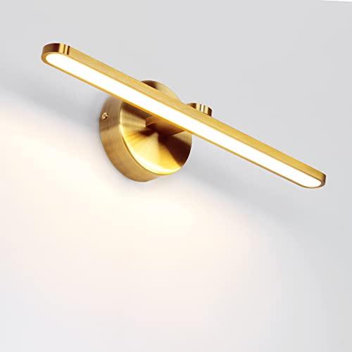 MantoLite Lampada da parete per interni a LED,ottone lucido Illuminazione da parete 40CM 12W Luce per specchio da bagno IP44 3000K, Luce da lettura minimalista da comodino