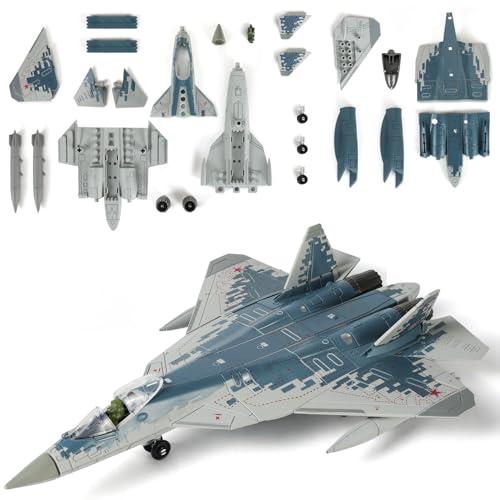 SEBUNAS 1/72 Scala SU-57S Aereo Militare Giocattolo Modello di Costruzione Rapida Kit di Plastica da Combattimento Multiuso Stealth Russo di Quinta Generazione (31 Pezzi)