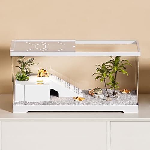 Turtle Fish Tank con piattaforma per crogiolarsi e drenaggio del fondo, 20 