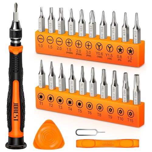 JOREST 24Pcs Set Cacciaviti Precisione, Kit con Torx T1 T2 T3 T5 T6 T8 T9 T15, Triwing Y00,Phillips PH00, Stella P2/5, -1.0/2.0, etc, per Switch, PS4, Xbox, PC, Laptop, Occhiali, Orologi