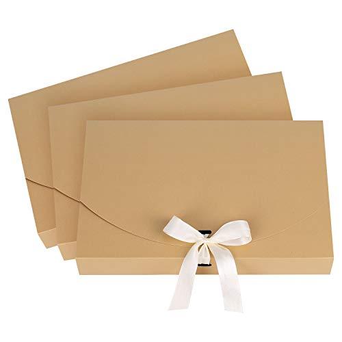 Confezione da 10 scatole regalo di carta con coperchio, nastro e nastro, rettangolari, 26 x 17,5 x 3 cm, per regali fai da te, gioielli, scatole per Natale, compleanni, camicie, sciarpe, mutandine,