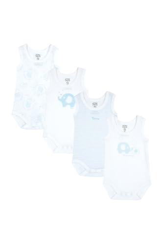 Chicco, Body Neonato e Neonata, Set di 4 Body Senza Maniche, in 100% Cotone, con Comoda Apertura, Abbigliamento Neonato 0-3 Mesi, Idee Regalo Nascita
