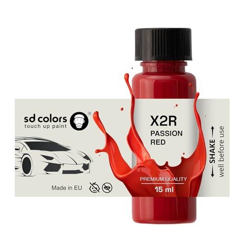 SD COLORS PASSION RED X2R - Vernice per ritocchi, 15 ML, per riparazione graffi e scheggiature, codice colore X2R, colore rosso passione (solo vernice)
