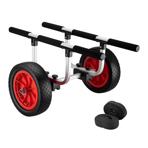 Wiltec Carrello da Trasporto in Alluminio con Ruote Grandi in PU Ø 31 cm Larghezza Regolabile per Kayak