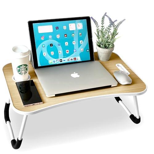 unycos - Vassoio per la Colazione e da Letto【60x40x26 cm】Tavolo Pieghevole con Leggio, Supporto Multifunzionale per Computer Portatile, Tablet, Lavorare, Leggere (Noce nessun Cassetto)