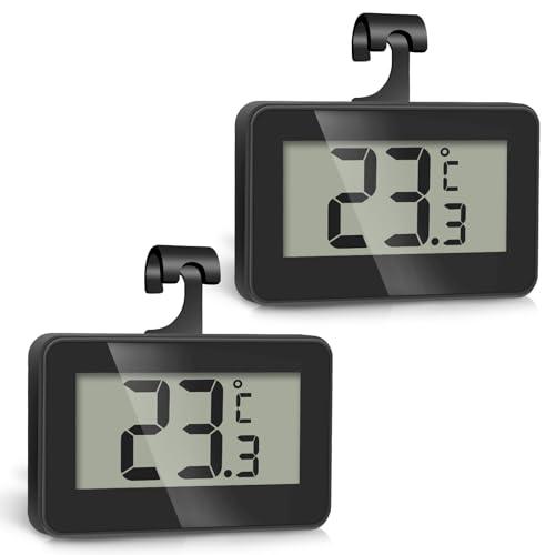 Romon Termometro Frigorifero, 2 Pezzi Termometri Digitale Frigo Acqua, Congelatore Termometro Impermeabile con Gancio, Facile da Leggere Display LCD, Max/Min Funzione, Perfetto per Casa, Ristoranti