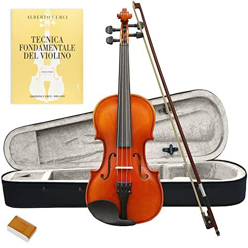 ffalstaff V01 Violino Laminato Finitura Lucida 1/2 - Completo di Archetto, Custodia con Manico e Spallacci, Blocchetto di Colofonia e Libro Tecnica Fondamentale del Violino