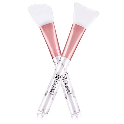 DUAIU - Set di 2 pennelli in silicone per maschera facciale, applicatore per maschera di fango, senza peli, spatola per l'applicazione di fango, argilla, carbone, strumenti misti per il trucco