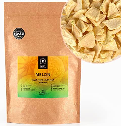 BRIX Melone Liofilizzato | 100% Melone Cantalupo Essiccato Naturale 95 g | Frutta Secca con Fantastico Sapore | Non-OGM, Senza Glutine, Vegano e Vitamine Preservate