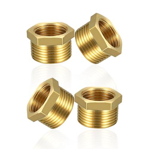 YOUZMY 4 pz riduttore in ottone adattatore da 1/2 a 3/8 pollice (AG Ø 20mm x IG Ø 15mm)riduttore, filettatura maschio a nipplo filettato femmina, raccordo filettato per tubi dell'acqua (1/2