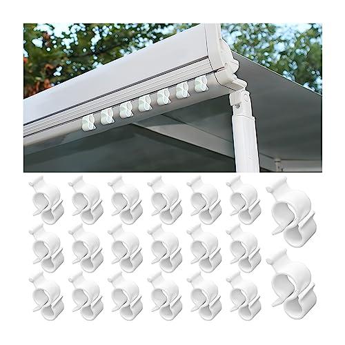 JNNJ 20 Pezzi Gancio per Tendalino Camper, Multifunzionali Gancio a Fessura per Bordo Gancio, Accessori Universali per Auto, Tenda da Sole, Camper, Appendere Luci, Corde e Decorazione(Bianco)