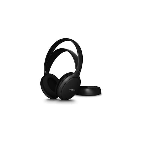 Philips SHD6000BK - Cuffie TV con batteria da 30 ore, portata di 30 m, connessione digitale a 2,4 GHz, batteria sostituibile, ingressi ottici e 3,5 mm, comfort over-ear, colore: nero