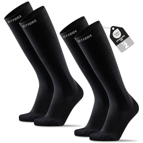 Effeet 2 Paia Calze Compressione Graduata Donna Uomo 20-30 mmHg, Calze Compressive Gambaletti Compressione Graduata Per Sport, Volo, Viaggio, Gravidanza E Lunghe Ore In Piedi (Nera,39-42)