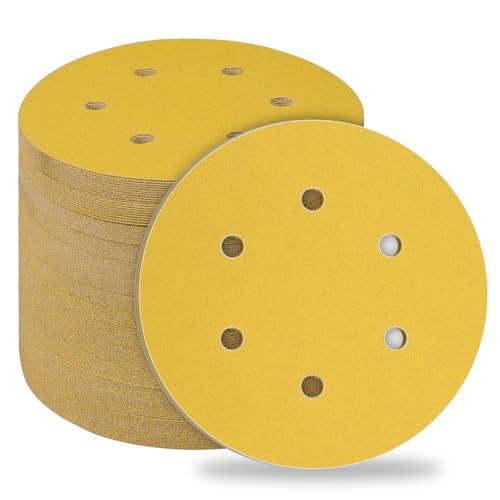 STEBRUAM 50Pz Dischi Abrasivi 150mm 6 Fori Grana 120 Carta Vetro magico Abrasiva Smerigliatrice a Grossa Cuscinetti per Levigatrice Orbitale