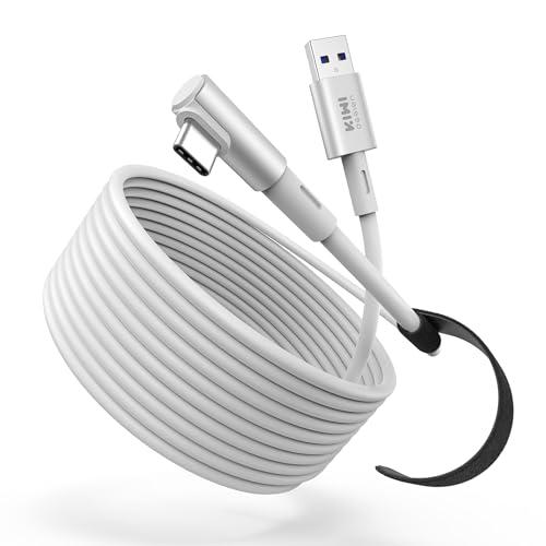 KIWI design Cavo Link 6M Compatibile con Meta Quest 3S/Quest 3 Accessori, Quest 2/Pro/Pico 4 PC Steam VR, USB 3.0 Link Cable con 5Gbps Super Velocità (Bianco)
