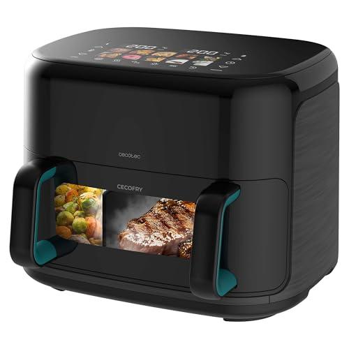 Cecotec Friggitrice ad Aria 10L - Air Fryer Cecofry&Grill Smokin'Prime 11000. 2800W, 3in1: Friggitrice, Grill, Piastra. Affumicatore integrato, Parete divisoria, Temp 40-200°C, Cottura uniforme