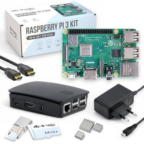 Raspberry Pi 3 B+ Starter Set | Alimentatore | Alloggiamento | Scheda di memoria da 64 GB | Cavo HDMI 4K | Raspberry Pi 3 B+ 1 GB RAM