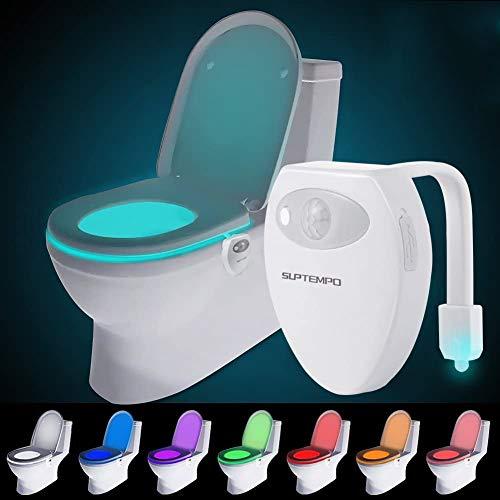Suptempo WC luce notturna LED con sensore di movimento attivato USB ricaricabile impermeabile WC luce con 8 colori che cambiano