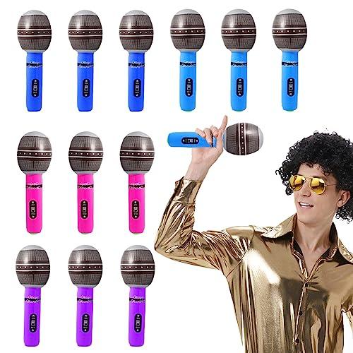 TSHAOUN Confezione da 12 Set Microfono Gonfiabile Gadget per Feste,Gonfiabili Rock Star Giocattolo, Microfoni gonfiabili,accessori per feste rock,Accessori Decorazione Forniture Festa (12 PCS)