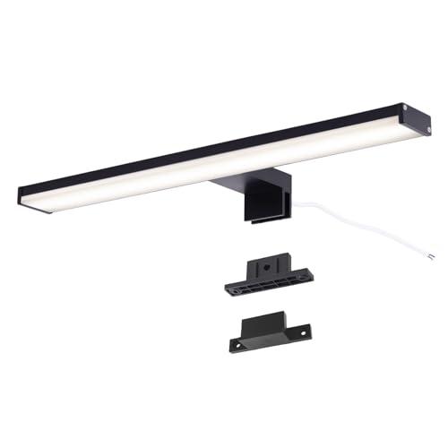 Alpinaluz Applique LED da Specchio Nero per Bagno – 4000K Luce Bianca Neutra – IP44 – Struttura in Alluminio e Supporti in Policarbonato – Installazione su Specchio, Muro o Mobile (40cm 10W)