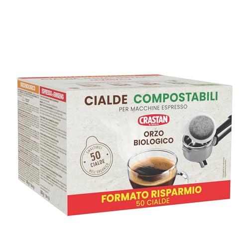 CRASTAN 1870 - Cialde ESE Compostabili - Orzo Biologico - Box da 50 Cialde - Compatibili con Macchine Espresso - Naturalmente privo di Caffeina e di Zuccheri