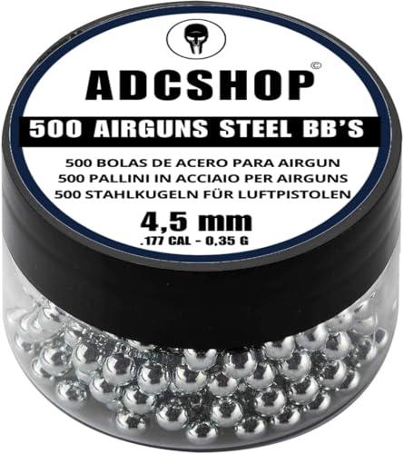 Sfere d’Acciaio 4,5 mm (.177 Cal) per Pistole ad Aria Compressa e CO2 | Barattolo da 500 BBS ad Alta Densità 0,35g | Compatibili Solo con Armi per Sfere d’Acciaio | Trasporto Facile e Sicuro