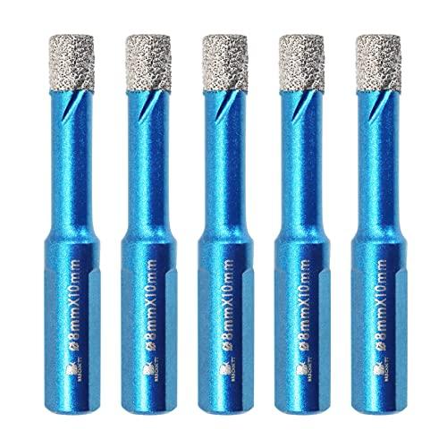 Punte Trapano Diamantate 8mm- BRSCHNITT foretto diamantato per Gres Porcellanato Piastrelle Ceramica granito Marmo(5 pezzi)..