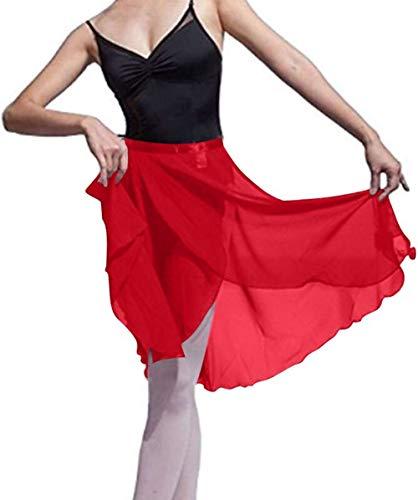 HOEREV Donna Sheer Pannello Esterno dell'involucro Balletto Balletto Gonna Danza Dancewear,Rosso,S