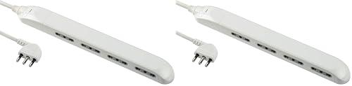 Electraline Multipresa Super Slim Salvaspazio 23 mm, 4 Posti Bivalenti 10/16A, Spina 90° 16A, Cavo 1.5 M