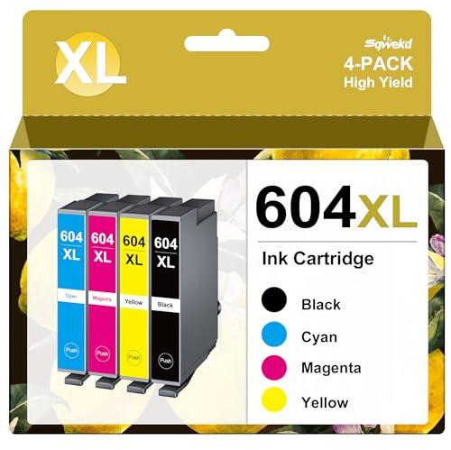 Sqwekd 604XL Cartucce d'inchiostro Compatibili per Epson 604 XL Multipack per Expression Home XP-2200 XP-2205 XP-3200 XP-4200 Workforce WF-2910DWF WF-2930DWF WF-2935DWF WF-2950DWF (4 Pack)