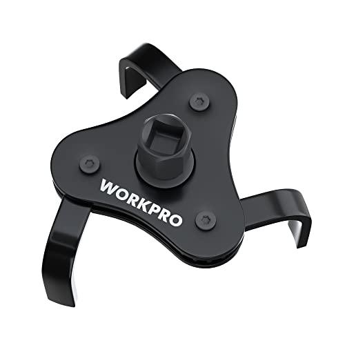 WORKPRO Chiave Per Filtro Olio 70-110mm, Chiave Regolabile a 3 Denti per Filtri dell'olio, con Adattatore a Bussola da 1/2