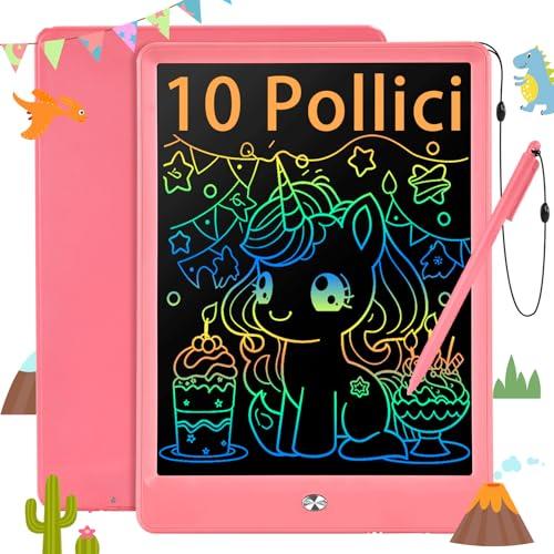 EooCoo Tavoletta Grafica Bambini,10 Pollici Tavoletta Grafica LCD Scrittura Lavagna Blocco Per la Scrittura Cancellabile Grafica Per Giochi Per Bambini 3 4 5 6 7 Anni Rosa