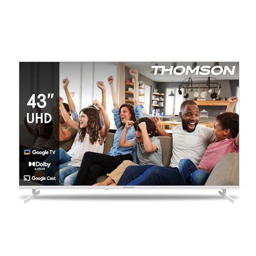Thomson 43 Pollici (109cm) 4K Ultra HD Bianco Smart Google TV, Wi-Fi,Dolby Audio, HDR10, Bluetooth 5.1, Triple-Tuner (Cavo/Satellite/Antenna), HDMI, CI+, A+ Pannello - 43UG4S14W