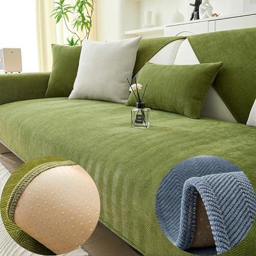 Funnyfuzzy, copridivano in ciniglia a spina di pesce, per divano componibile, grigio, antigraffio, 110 x 160 cm