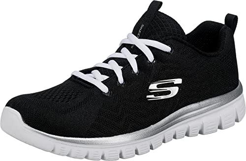 Skechers Graceful Get Connected, Sneaker Donna, Black Mesh White Trim, 38 EU