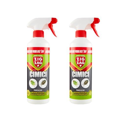 ZIG - ZAG Insetticida Spray Cimici, Azione Rapida e residuale, Flacone Specifico contro le Cimici e i loro nidi, formiche e scarafaggi, efficace fino a 3 settimane, 2 flaconi da 500 ml