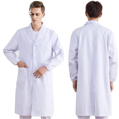 IKOPFLN 1 Articolo Camice Bianco da Laboratorio Camice Laboratorio Donna Uomo Camice Bianco da Laboratorio Medico Medico Cappotto Camice da Lavoro Maniche Lunghe con Tasche e Bottoni