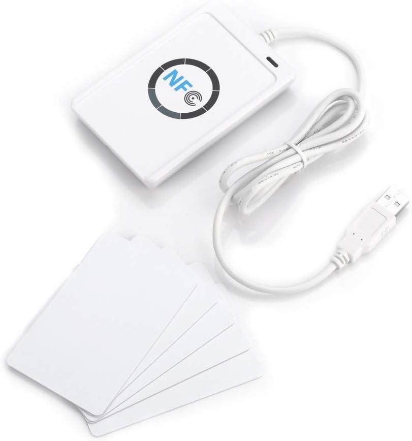 DEWIN Lettore NFC, Lettore RFID Reader Writer NFC RFID Lettore Smart Card Lettore Cie NFC RFID ACR122U ISO 14443A/b Software Gratuito in Bianco NFC Card Lettore Cie USB