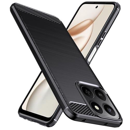 Natbok Custodia Cover per Honor 400 Smart 5G, Spazzolata e Fibra di Carbonio Morbido Silicone TPU Cover, Antigraffio, Antiscivolo, Antiurto di Grado Militare e Robusta per Honor 400 Smart Cover, Nero