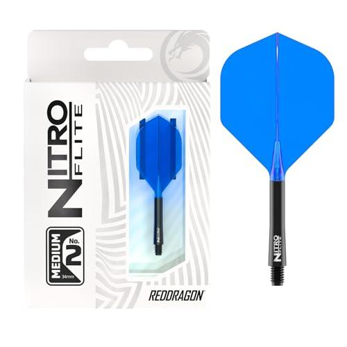 RED DRAGON Darts – Nitro Flite Integrato Sistema di Volo e Albero – No.2 Forma e Design – Nera & Blu Colore, Media Lunghezza