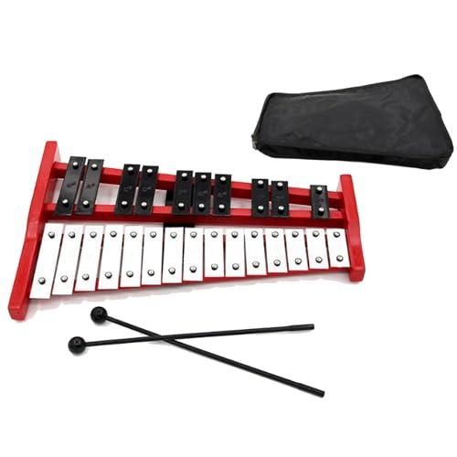 Glockenspiel Xilofono, Glockenspiel Xilofono 25 Note Strumento a Percussione per Bambini Tasti in Metallo Base in Legno Include 2 Bacchette e Borsa da Trasporto Portatile