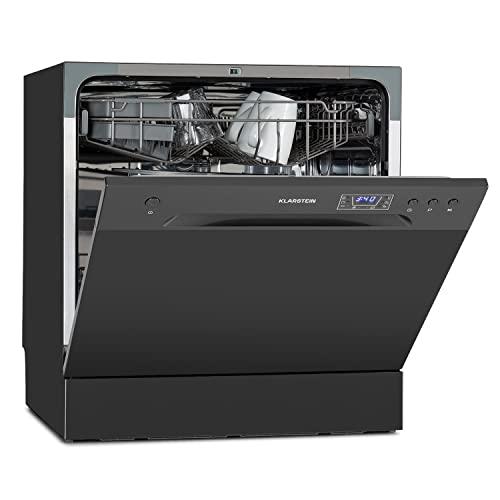 Klarstein Lavastoviglie 8 Coperti, Libera Installazione Silenziosa con 6 Programmi di Lavaggio, Lavastoviglie Mini da Tavolo Compatta e Facile da Installare, Acciaio inossidabile, Antracite