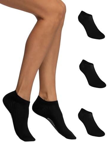 POMPEA Cotton Calzini alla Caviglia, Nero (Nero 0071), (Taglia Produttore:35/38) (Pacco da 3) Donna