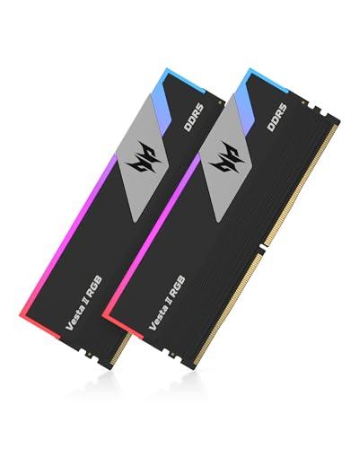 Predator VestaII DDR5 RGB U-DIMM 6000Mhz 32GB (16GB*2),16GB 1R*8 PC5 6000 CL34-45-45-96,Black