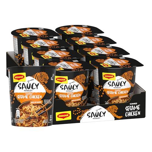 MAGGI Saucy Noodles Pollo e Sesamo, 8 Cup da 75g (600g)