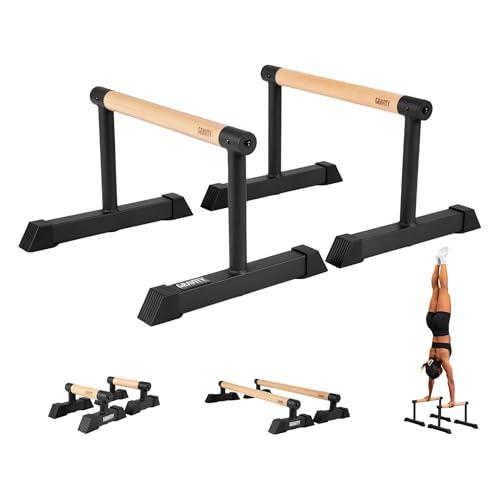 Gravity Fitness Parallettes Medie con Manici in Legno Ibrido, Stabili per Allenamenti di Calisthenics, Ginnastica e Bodyweight, Ideali per Palestra Domestica o Commerciale