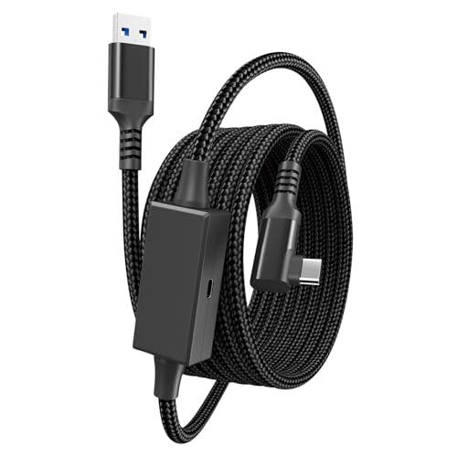 Momowin Cavo di Ricarica VR da 5M, Cavo di Streaming da USB a Type-C, Compatibile con Quest 3/Quest 3s/2/1/Pico 4/3/Oculus Quest 2/PC Steam VR Hi-Speed 2.5 Gbps (nero)