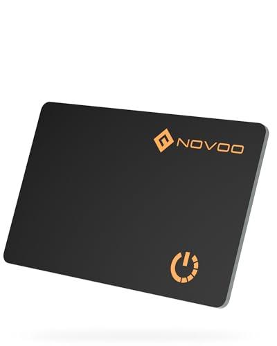 NOVOO Air Tag Card Wallet Tracker, 1.6 mm Slim Smart Card, 6 Anni Batteria, IP68 Impermeabile, Compatibile Apple Dov'è (iOS Only), Bluetooth Localizzatore per Portafogli, Valigie, Passaporti, Nero